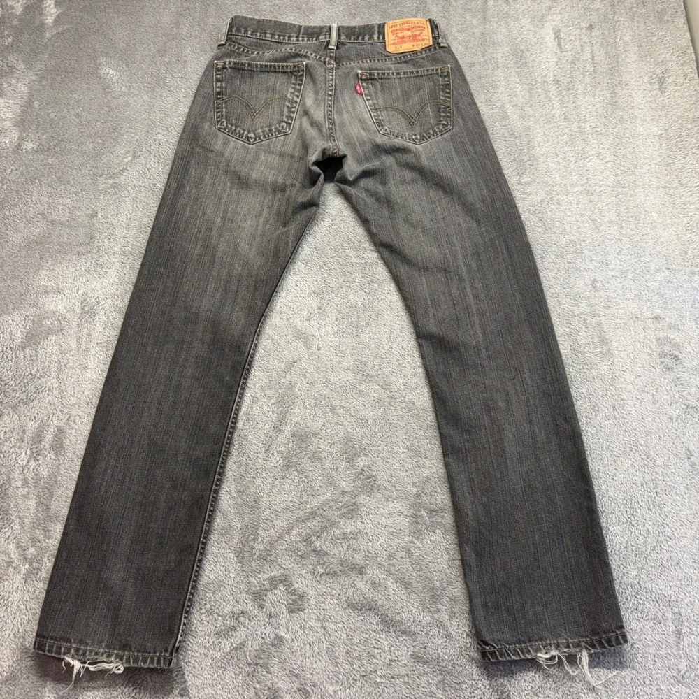Levi's 514 Slim Straight Jeans Men 30x32 Black Good Frayed Hem Zip Fly